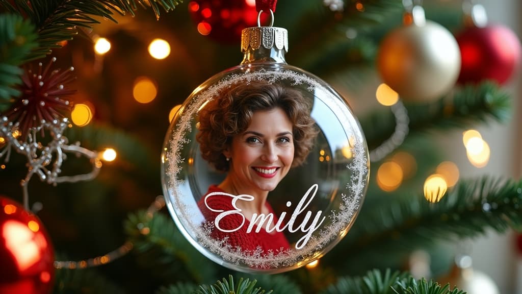 A personalized Christmas ornament in memory of a loved one