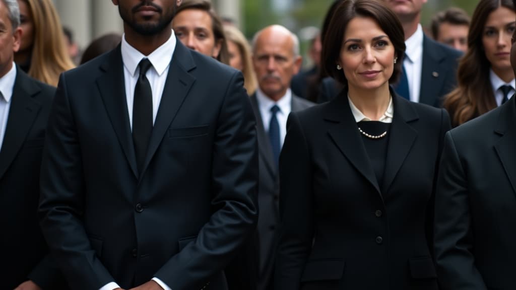 Appropriate clothing for a funeral service.