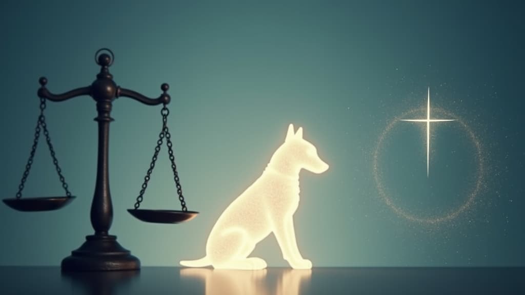 Symbolic imagery representing diverse perspectives on a dog's afterlife