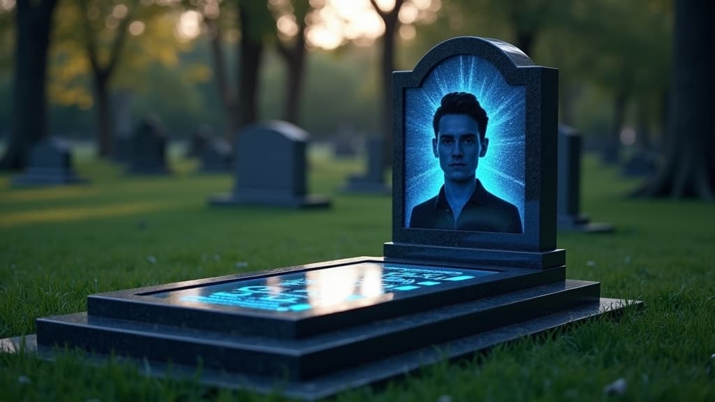 A futuristic electronic grave marker