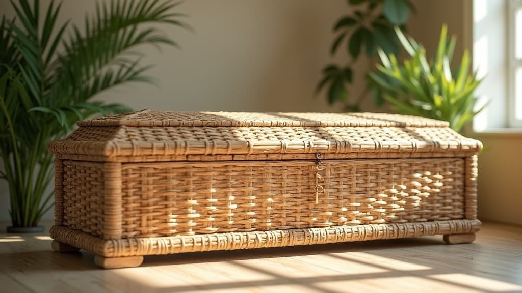 A natural, eco-friendly casket made from biodegradable materials