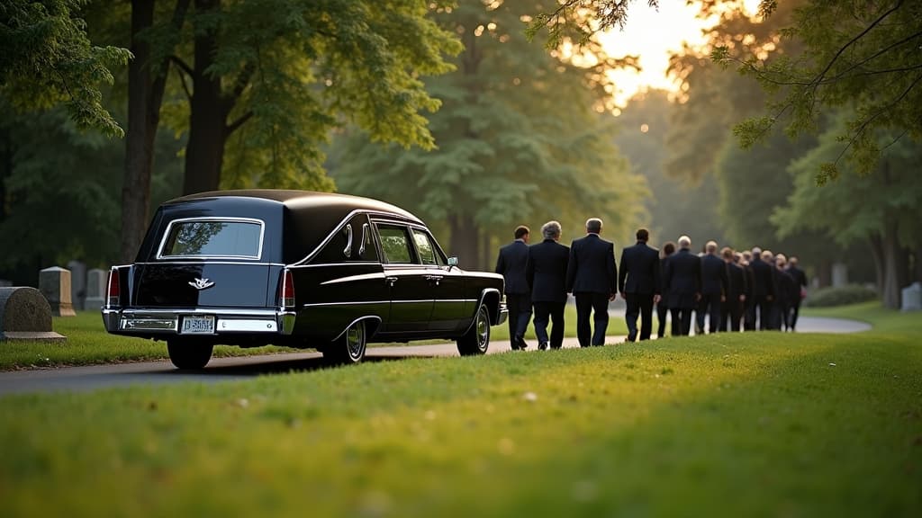 A solemn Catholic funeral procession.