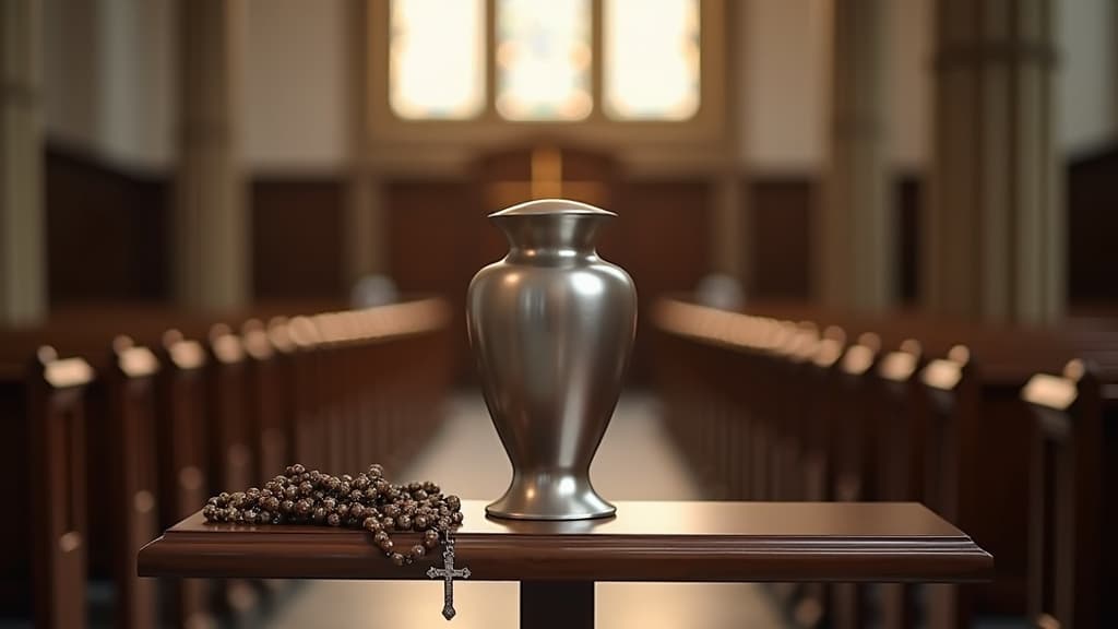 An elegant cremation urn displayed respectfully.