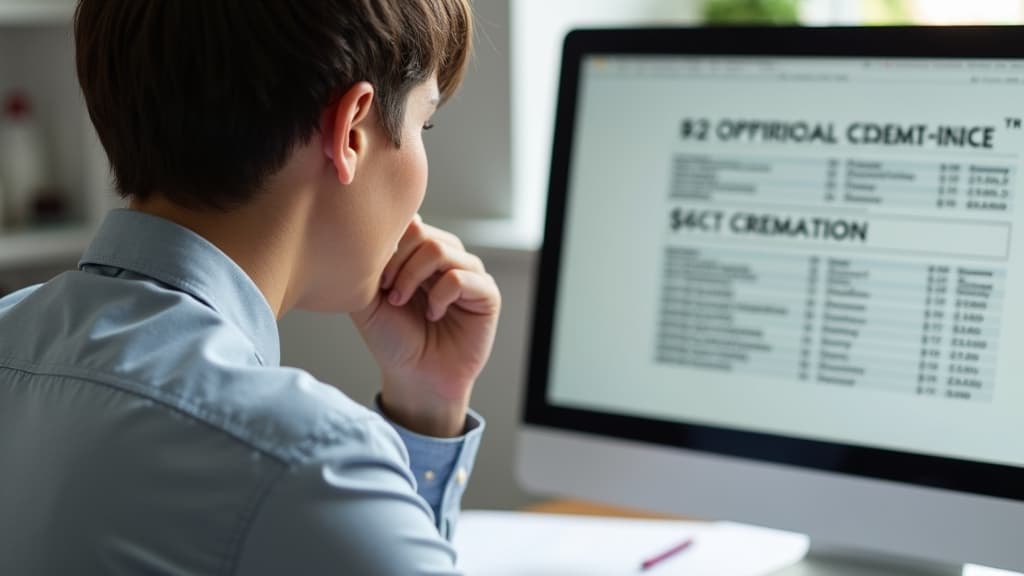 A person comparing cremation costs, highlighting the affordability of direct cremation services.