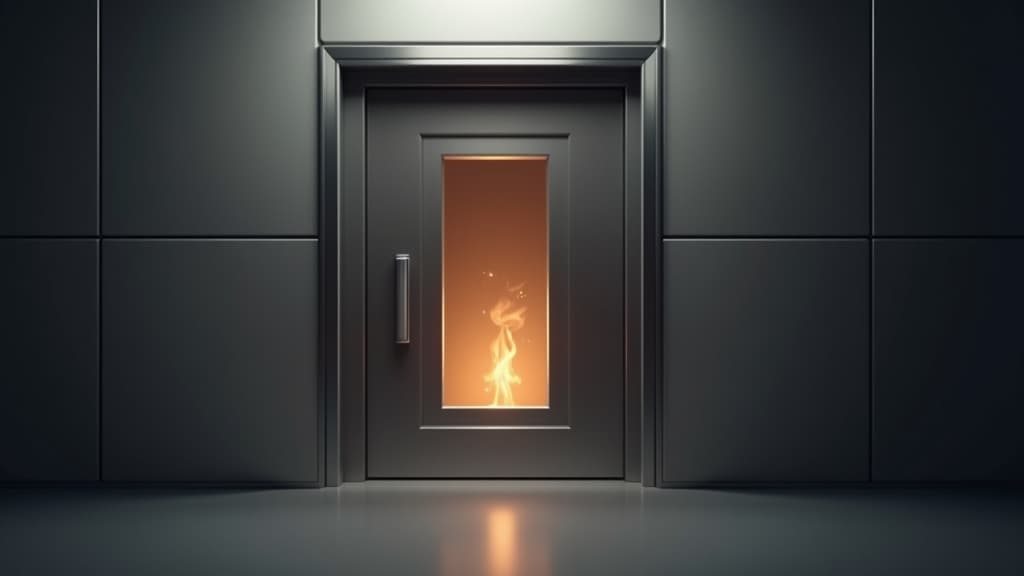 A modern cremation facility showing the exterior of a cremation chamber with a soft internal glow