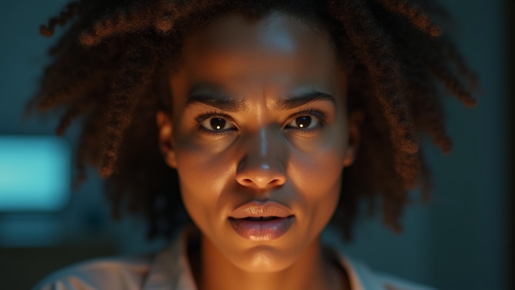 A close-up of a person's face showing controlled frustration and internal pain.