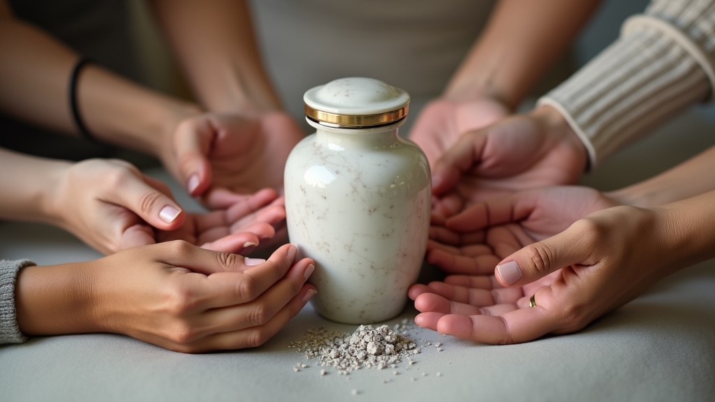 The decision to separate or share cremated ashes among loved ones.