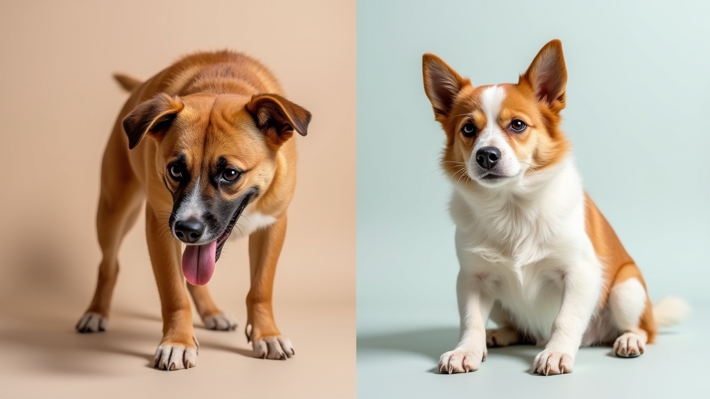 a dog showing signs of pain versus a dog experiencing a good quality of life