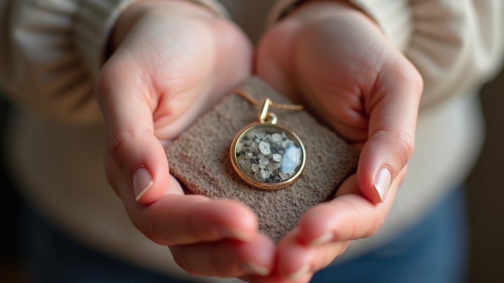 An elegant piece of cremation jewelry containing pet ashes