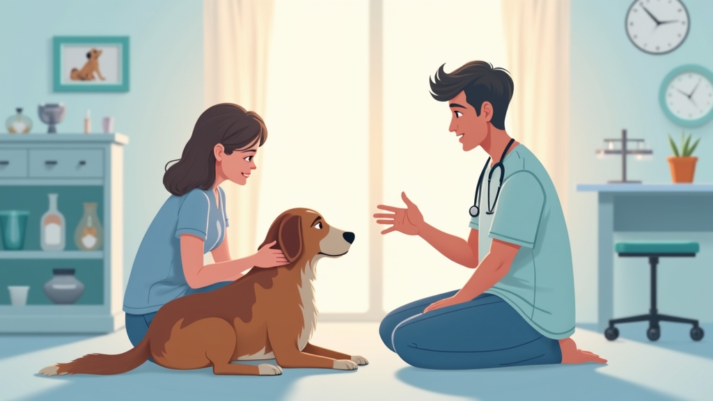 A compassionate veterinarian consults with a pet owner