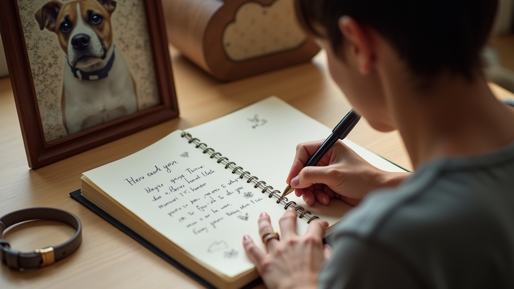 Grieving pet owner writing a tribute