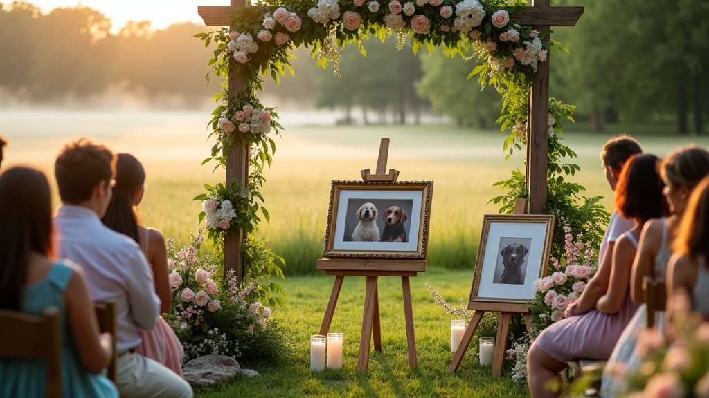 Peaceful pet memorial ceremony honoring a beloved animal companion