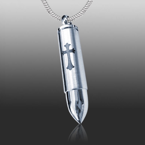 Cross Bullet Cremation Necklace