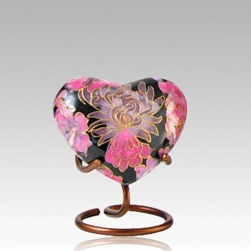 Pink Flowers Elite Heart Cloisonne Urn