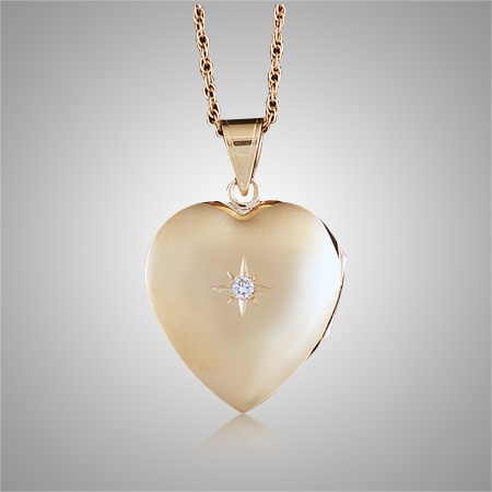 Gold Heart Locket Cremation Jewelry