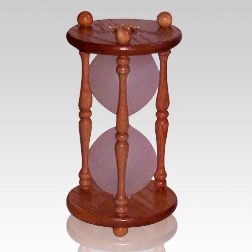 Hourglass Pillar Oak Keepsake Urn