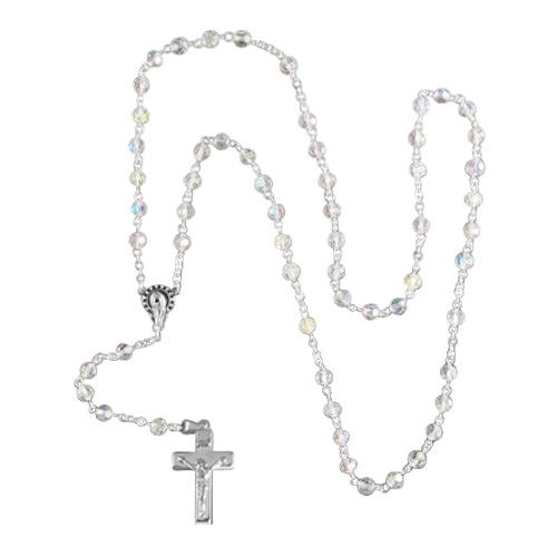 Crystal Silver Cremation Rosary