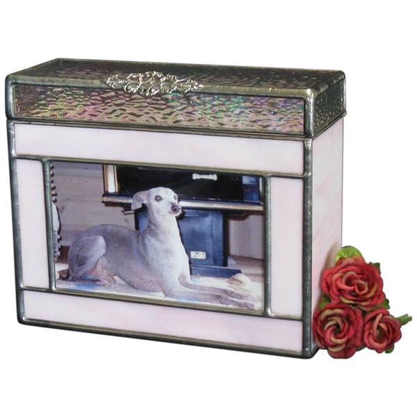 Angel White Medium Photo Pet Glass Urn