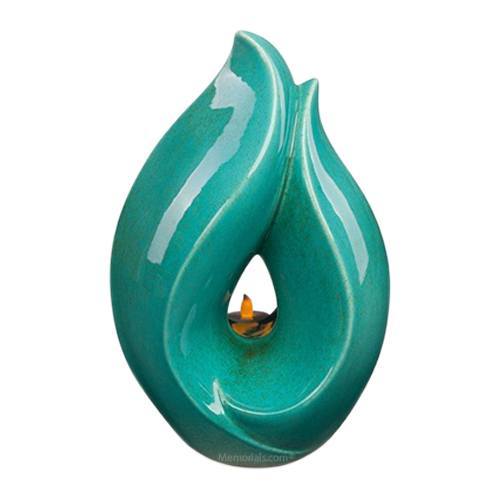 Aqua Teardrop Ceramic Urn