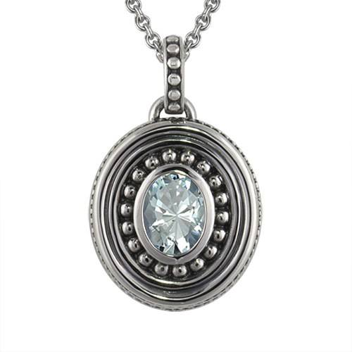 Aquamarine Bead Cremation Pendant