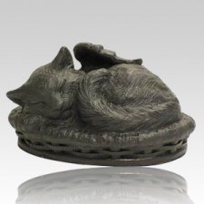 Angel Cat Cremation Urn Black