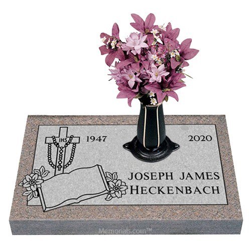 Blossoming Faith Granite Grave Marker 24 x 12