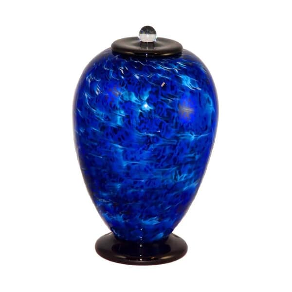 Blue Wave Glass Cremation Urn For Two