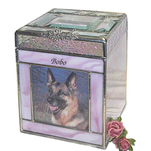 Blush Glass Large Photo Pet Urn