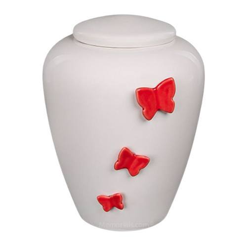 Butterflies Fire Ceramic Urn