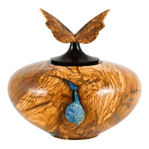 Butterfly Whisper Wood Cremation Urn