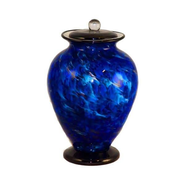 Coral Blues Glass Cremation Urn For Two