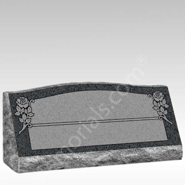 Corner Roses Granite Slant Grave Marker IV