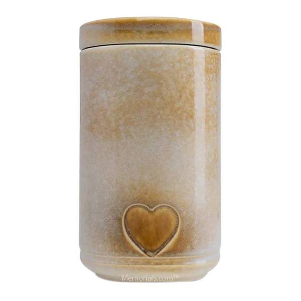 Cream Ceramic Heart Paw Pet Urn