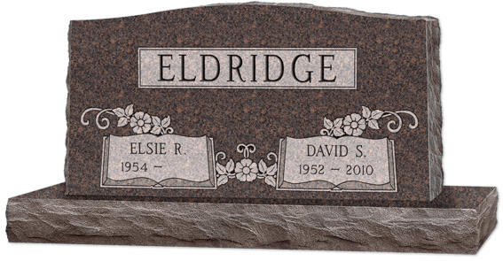 Delicate Flower Granite Upright Headstone VIII