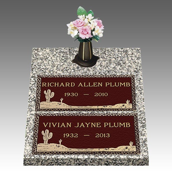 Desert Cactus Deep Double Large Bronze Headstone II