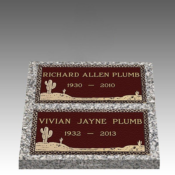 Desert Cactus Deep Double Large Bronze Headstone