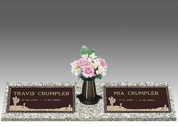 Desert Cactus Double Large Bronze Headstone II