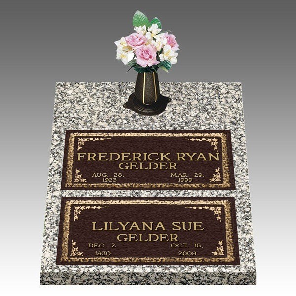 Dignity Ivy Deep Double Large Bronze Headstone II