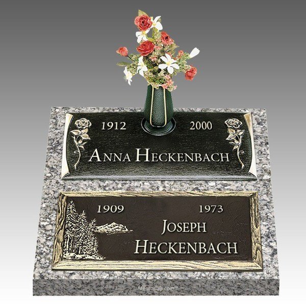 Dynasty Rose Deep Bottom Bronze Headstone