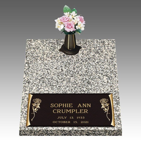 Dynasty Tea Roses Deep Bottom Large Bronze Headstone II