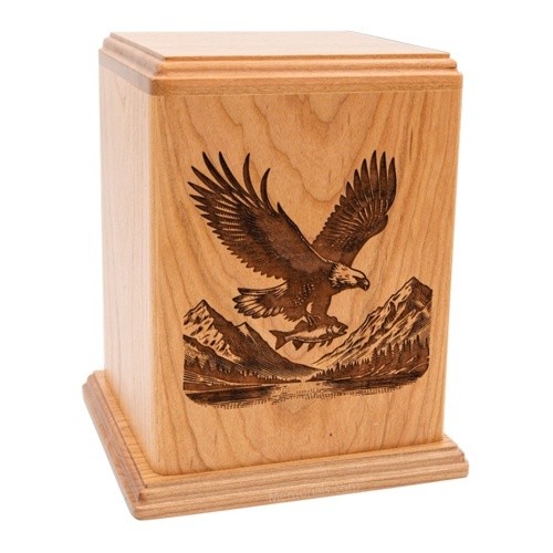 Eagle in the Sky Wooden Urn