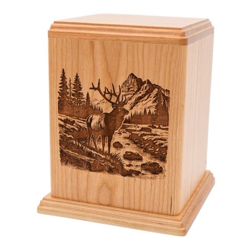 Elk Oak Wooden Urn