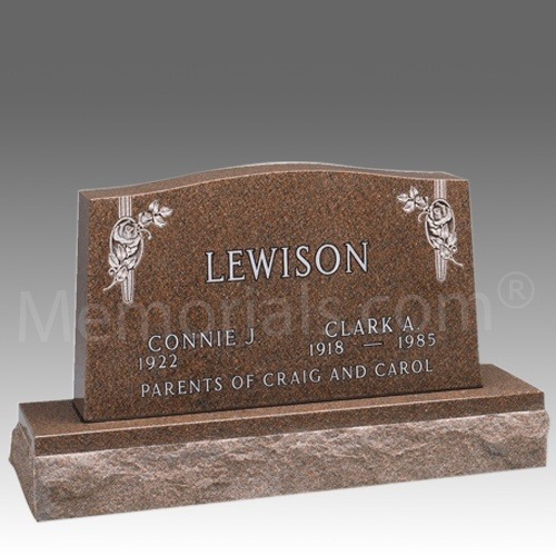 Everlasting Roses Granite Upright Headstone II