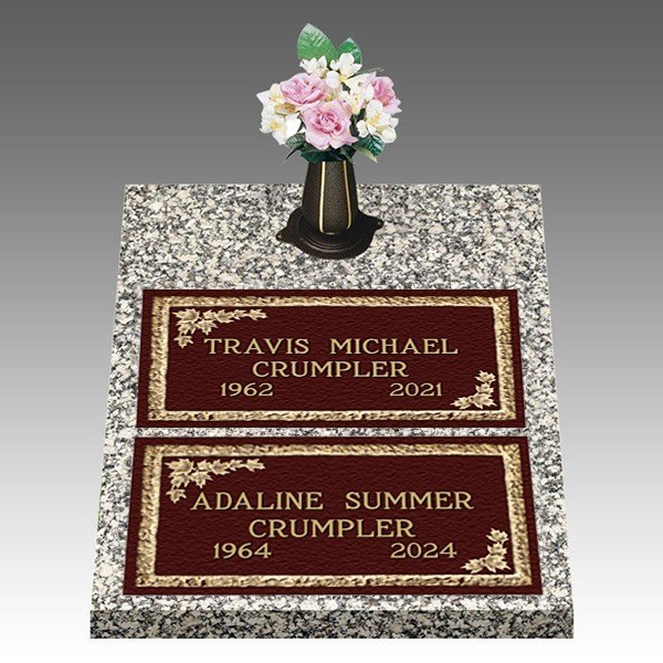 Fall Leaves Deep Double Large Bronze Headstone II