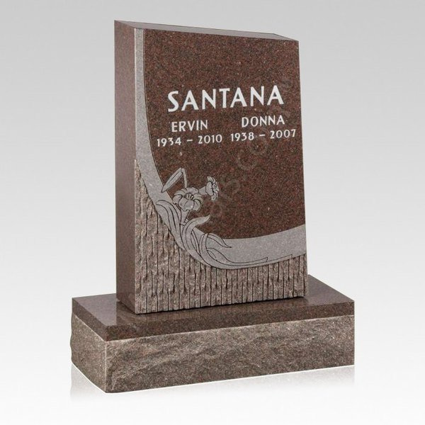 Flowerful Grave Memorial Stone