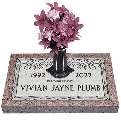 Garden of Roses Granite Grave Marker 30 x 14