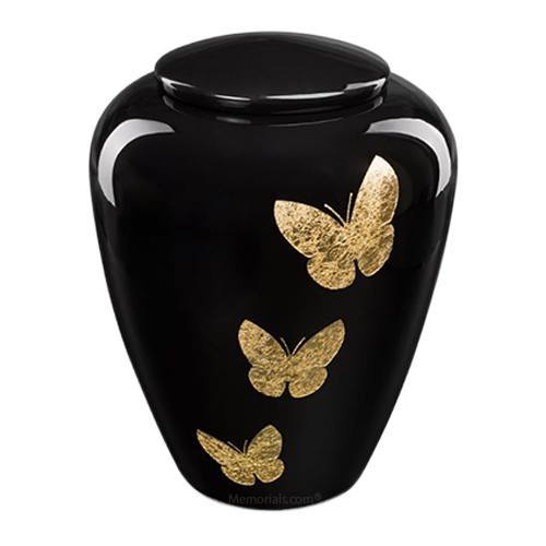 Golden Butterflies Ceramic Urn