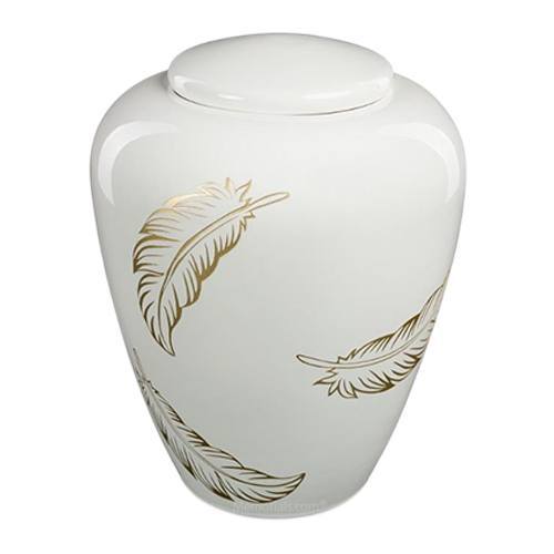 Golden Feather Ceramic Urn