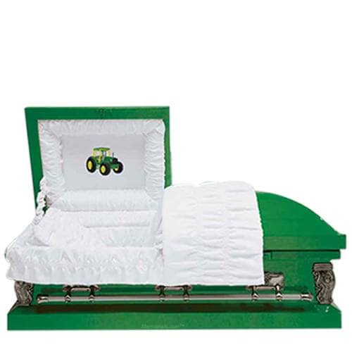 Green Tractor Large Child Casket