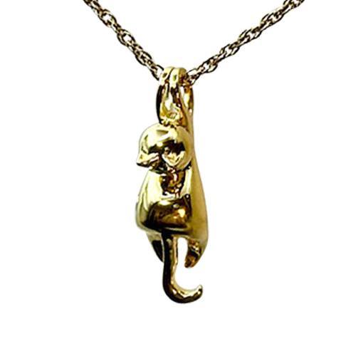 Hanging Cat Gold Cremation Necklace